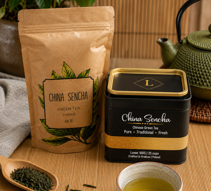 China Sencha Leo Tea w opakowaniu doypack